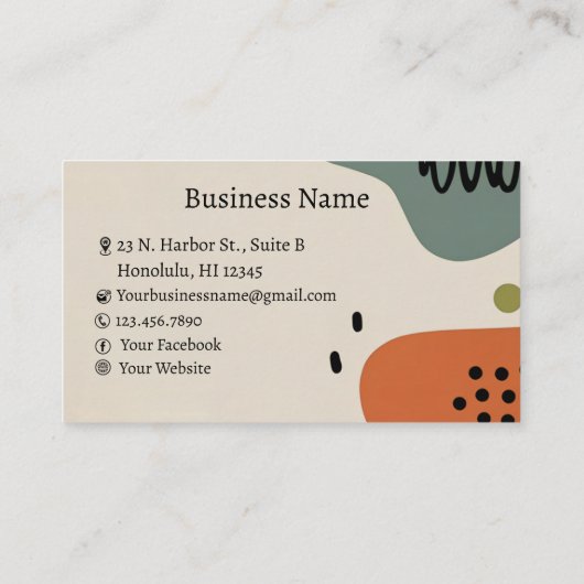 Aardse moderne Abstracte schilderkunst Visitekaartje (Achterkant)