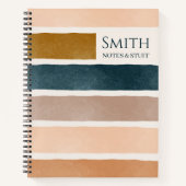 Aardse moderne Waterverf strepen gepersonaliseerd Notitieboek (Voorkant)