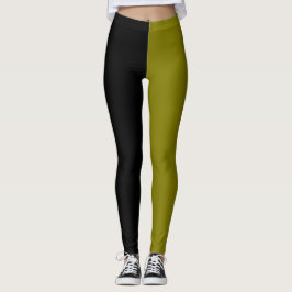 Aardse monochrome half zwart half bruin groen  leggings