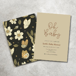 Aardse Moody Meisjes Baby shower Invitation Kaart