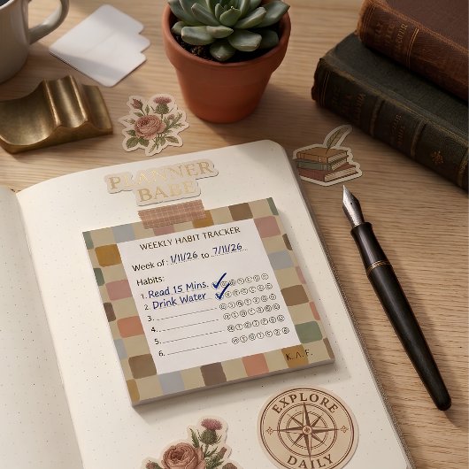 Aardse Mozaïek Aangepaste Initiaal Wekelijkse Gewo Post-it® Notes