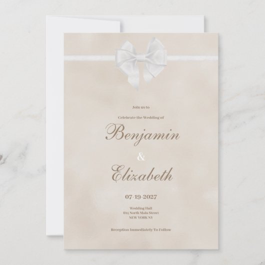 Aardse neutrale elegante witte boog Bruiloft Kaart (Voorkant)