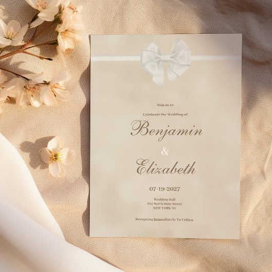 Aardse neutrale  elegante witte boog Bruiloft Kaart