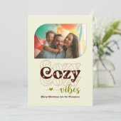 Aardse Neutrale Gezellige Sfeer Alleen Kerst Foto Feestdagenkaart (Staand voorkant)