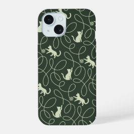 Aardse Neutrale Kat en Garentbal Bos Salie Groen iPhone 15 Case