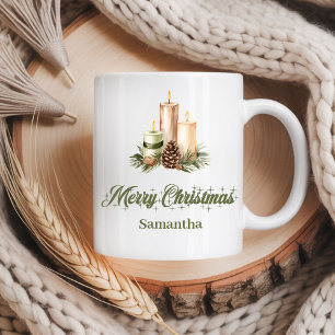 Aardse Neutrale Kerstmok Gepersonaliseerd Cadeau Koffiemok