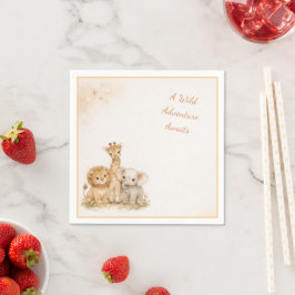 Aardse Neutrale Leeuw Olifant Giraffe Kinderen Boh Servet