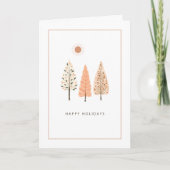 Aardse Nordic Pine Line Art Moderne Minimalistisch Feestdagen Kaart (Voorkant)