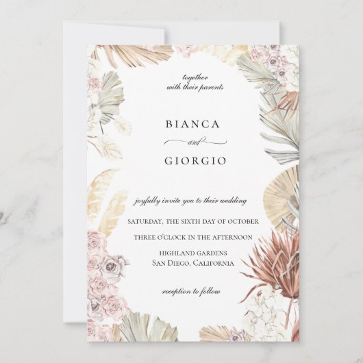 Aardse Oerwoud Foliage Lijst bruiloft uitnodiging (Voorkant)