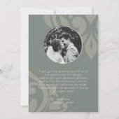 Aardse Olijf Classy Elegant Damask Fotobruiloft Bedankkaart (Achterkant)