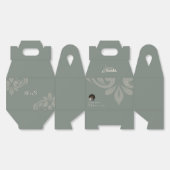 Aardse Olijf Damast Slank Minimal Photo Wedding Bedankdoosjes (Ongevouwen)