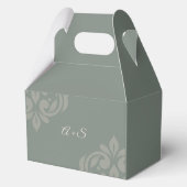 Aardse Olijf Damast Slank Minimal Photo Wedding Bedankdoosjes (Achterkant)