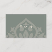 Aardse Olijf Elegante Minimale Damask Wedding RSVP Informatiekaartje (Achterkant)
