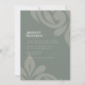 Aardse Olijf Smaakvolle Klassieke Damask Wedding Kaart (Voorkant)