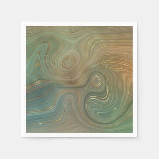 Aardse Olijf Strata | Groen en Goud Inkt Agaat Servet (Voorkant)