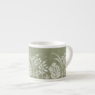 Aardse Olijfgroene Bloemige Folk Botanische Tuin Espresso Kop