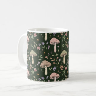 Aardse Olijfgroene Schimmel Naadloos Patroon Rusti Koffiemok
