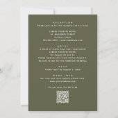 Aardse Olijfgroene Trouw | Boho Bloemencode QR Kaart (Achterkant)