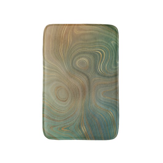 Aardse olijfstrata | Groene en Gouden Inkt Agaat Badmat (Voorkant Verticaal)