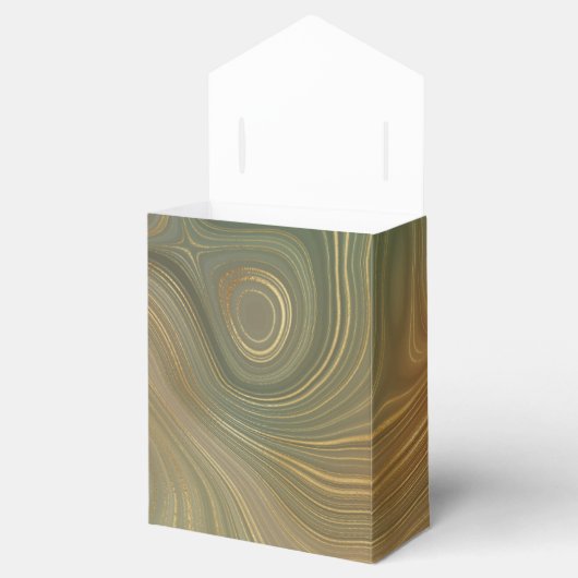 Aardse olijfstrata | Groene en Gouden Inkt Agaat Bedankdoosjes (Geopend)