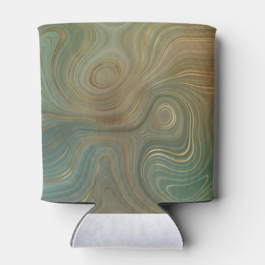 Aardse olijfstrata | Groene en Gouden Inkt Agaat Blikjeskoeler (Achterkant)