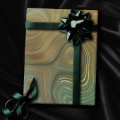 Aardse olijfstrata | Groene en Gouden Inkt Agaat Cadeaupapier