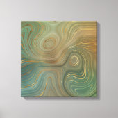 Aardse olijfstrata | Groene en Gouden Inkt Agaat Canvas Afdruk (Voorkant)