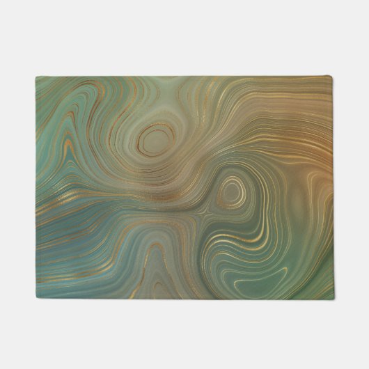 Aardse olijfstrata | Groene en Gouden Inkt Agaat Deurmat (Voorkant)