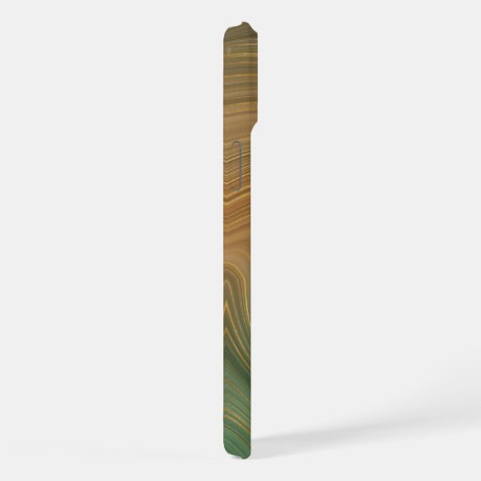 Aardse olijfstrata | Groene en Gouden Inkt Agaat iPhone Hoesje (Rechterkant)