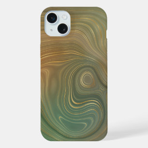 Aardse olijfstrata Groene en Gouden Inkt Agaat iPhone 15 Plus Case