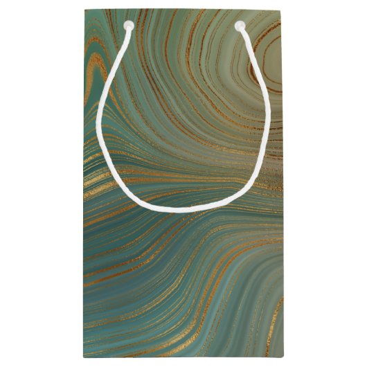 Aardse olijfstrata | Groene en Gouden Inkt Agaat Klein Cadeauzakje (Achterkant)