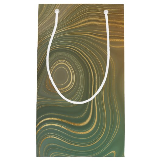 Aardse olijfstrata | Groene en Gouden Inkt Agaat Klein Cadeauzakje (Voorkant)