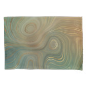 Aardse olijfstrata | Groene en Gouden Inkt Agaat Kussensloop (Voorkant)