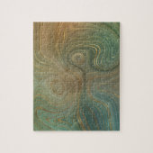 Aardse olijfstrata | Groene en Gouden Inkt Agaat Legpuzzel (Verticaal)