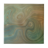 Aardse olijfstrata | Groene en Gouden Inkt Agaat Tegeltje (Voorkant)