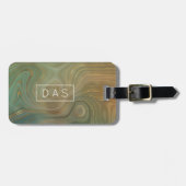 Aardse olijfstrata | Groene en Gouden Inkt Douane Bagagelabel (Voorkant horizontaal)