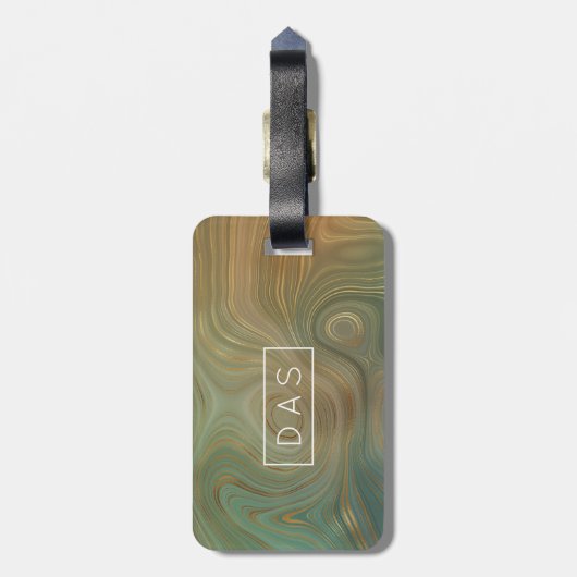 Aardse olijfstrata | Groene en Gouden Inkt Douane Bagagelabel (Achterkant verticaal)