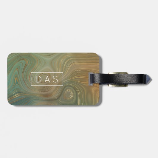 Aardse olijfstrata | Groene en Gouden Inkt Douane Bagagelabel (Achterkant horizontaal)