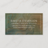 Aardse olijfstrata | Groene en Gouden Inkt Douane Visitekaartje (Achterkant)