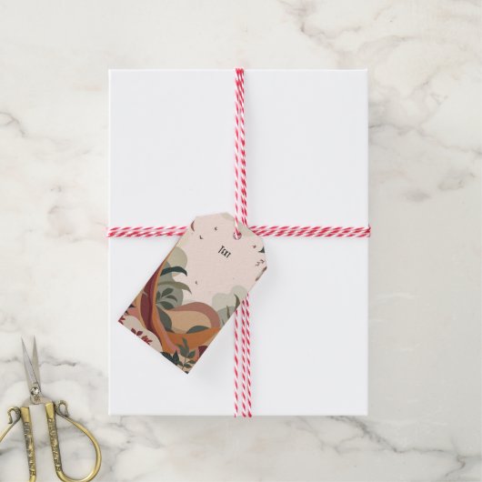 Aardse ontsnapping cadeaulabel (Met Touw)