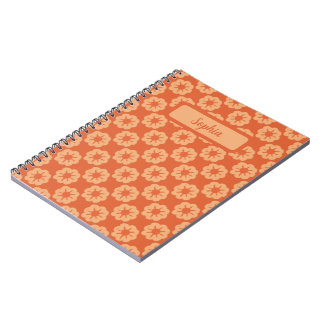 Aardse Oranje Met de Hand Getekend Bloempatroon Notitieboek