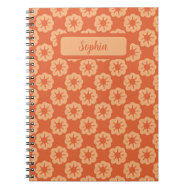 Aardse Oranje Met de Hand Getekend Bloempatroon Notitieboek
