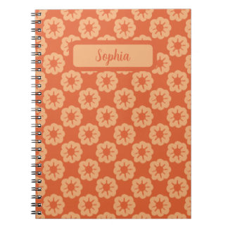 Aardse Oranje Met de Hand Getekend Bloempatroon Notitieboek