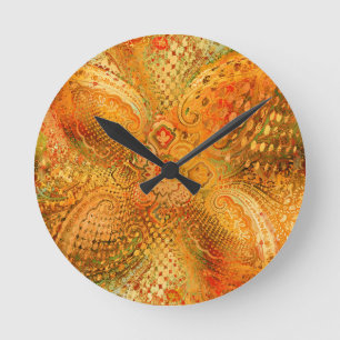 Aardse oranje tonen paisley ronde klok