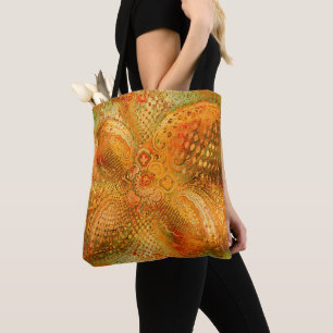 Aardse oranje tonen paisley tote bag