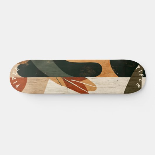 Aardse organische skateboard - minimalistisch boho (Horizontaal)