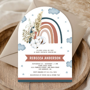 Aardse Pampas Boho Regenboog Boog Baby Shower Kaart