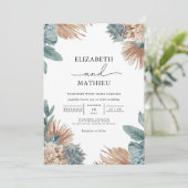 Aardse Pampas Floral Botanische bruiloft Kaart (Staand voorkant)