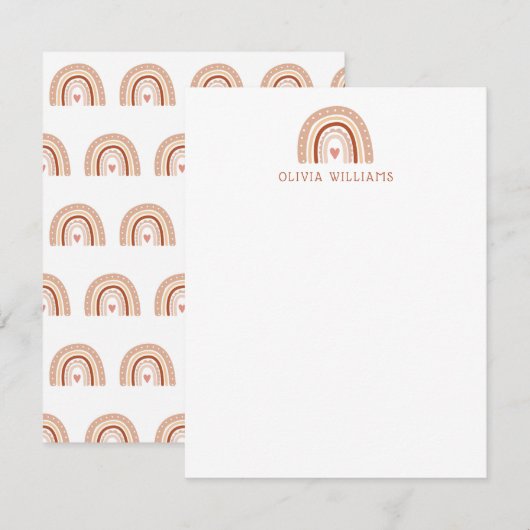 Aardse pastel Boho regenboog gepersonaliseerde bri Notitiekaartje (Voorkant / Achterkant)
