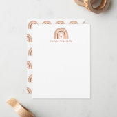 Aardse Pastel Boho Regenboog Persoonlijke Briefpap Notitiekaartje (Voorkant / Achterkant in situ)